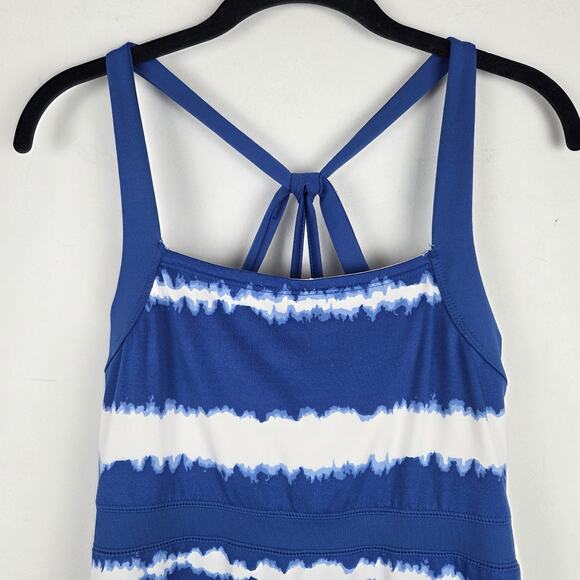 Soybu Blue White Tie Dye‎ Striped Sleeveless Mini Athletic Dress Size Medium - Picture 2 of 7